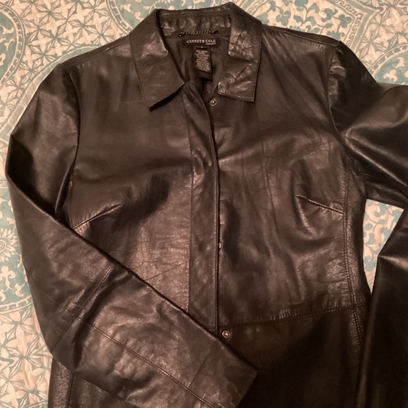 Kenneth Cole Black Leather Jacket Sz S - Picture 1 of 5